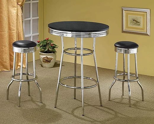 008 1950s RETRO STYLE ROUND SET 1 TABLE 2 BAR STOOL Casa Design