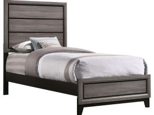 Watson Wood Twin Panel Bed Grey Oak