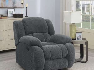 Weissman Upholstered Padded Arm Glider Recliner Grey