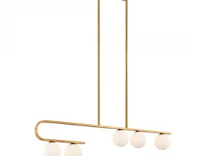 ANECHDOCHE RECTANGULAR GOLD AND WHITE CHANDELIER