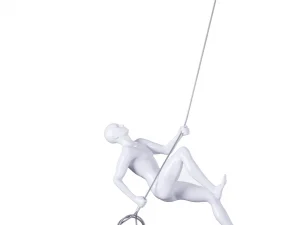 GLOSSY WHITE WALL SCULPTURE CLIMBING 15" MAN