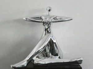 Modrest Lady Yoga - Modern Silver Polyresin Sculpture