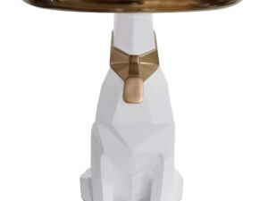 Modrest Cool Dog With Plate Modern White + Gold Sculpture